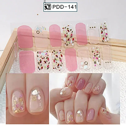 1PC Gel Nail Sticker Patch Slider Flower Gradient Color Back Glue Full Cover Waterproof Gel Nail Sticker UV Lamp Curing Manicur