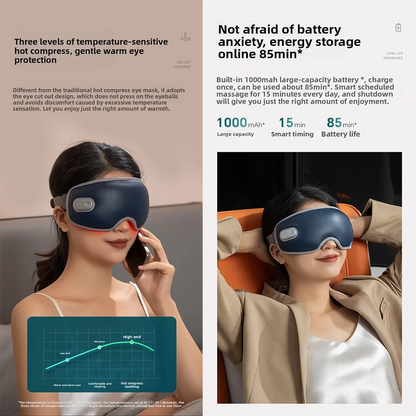 7 Mode Smart Eye Massager USB Charging Eyemask 3D Vibration Massage Eye Relax Warmth Sleep Shading Office Home Travel Eye Mask