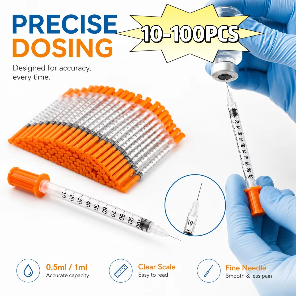 Individually Wrapped Manual Push Veterinary Plastic Syringes With Needles Disposable Style For Lab Pets Pigs And  Farm Livestock