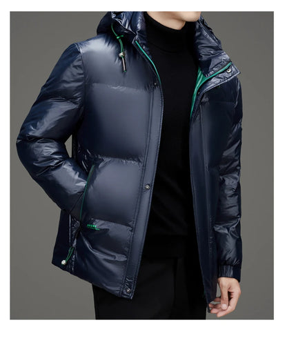 Men's Down Jacket Autumn Winter New Solid Color Thickened Warm Outdoor Travel Hooded Coat Men's White Duck Down padded Clothing