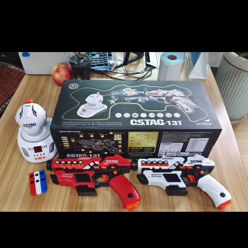 CSTAG Projector Shooting Game Guns Set New Kids Gifts Science&Imagination Toy For Boys Laser Tag Infrared Pistol Guns Game Toys