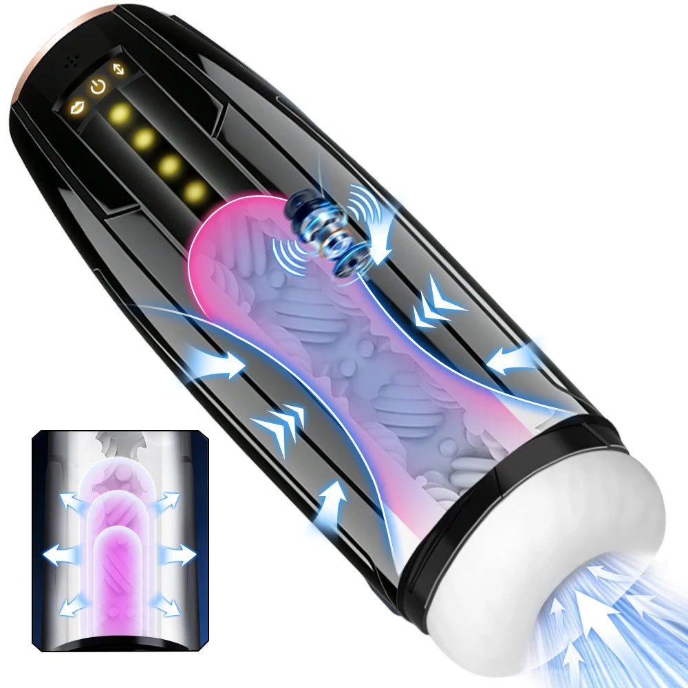Electric 10 Frequency Telescopic Sucking Vibration Massagator Male Penis Desensitization Training Masturbator Adult Products