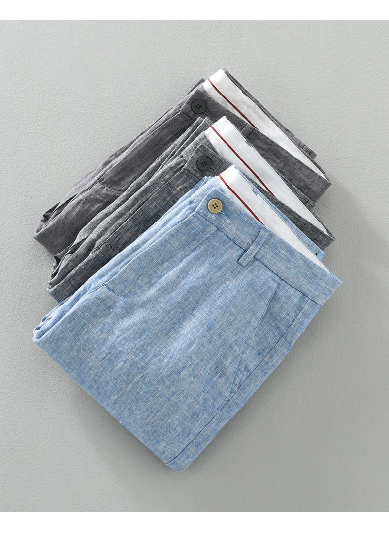 Summer New Pure Linen Casual Slim Pants for Men Clothing Thin Breathable Streetwear Men Trousers EC1335