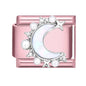 2025 New Women Romantic Pink Cherry Heart Shiny CZ Italian Charm Links Fit 9mm Bracelet Stainless Steel DIY Making Jewelry Gifts