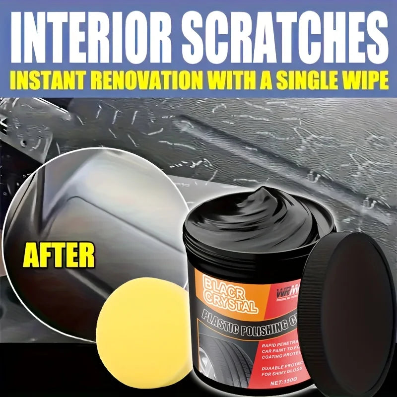 150g Black Crystal Plastic & Rubber Repair Paste - Instant Interior Scratch Renovation, Anti-Aging & Fade Resistant