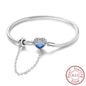 Bracelet Original 925 Sterling Silver Charm Bracelet 17-20CM Love Heart Pave Zirconia Bracelet for Women DIY Charm Jewelry Gifts