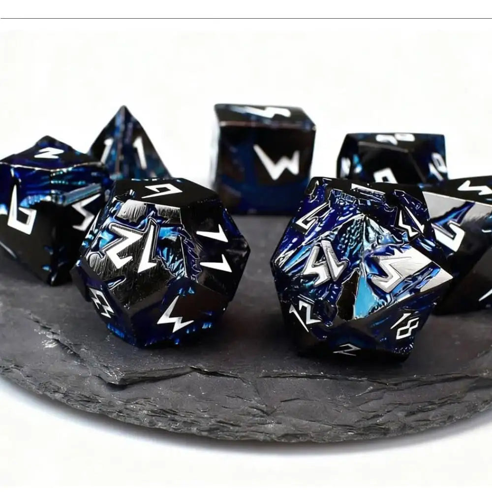 D&D kauliukai, 7 kauliukų metalinis DND kauliukų rinkinys, svertiniai metaliniai „Dungeons and Dragons“ kauliukai, daugiakampiai D ir D kauliukai, skirti vaidmenų žaidimui