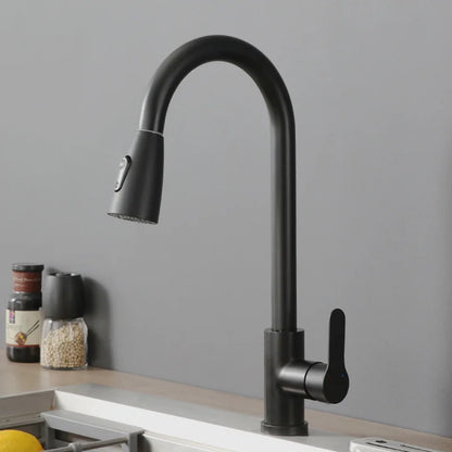 304 Stainless Steel Pull out Kitchen Faucet Deck Mounted Sink Water Tap with Mixer Stream Sprayer Head Hot Cold Taps for Kitchen