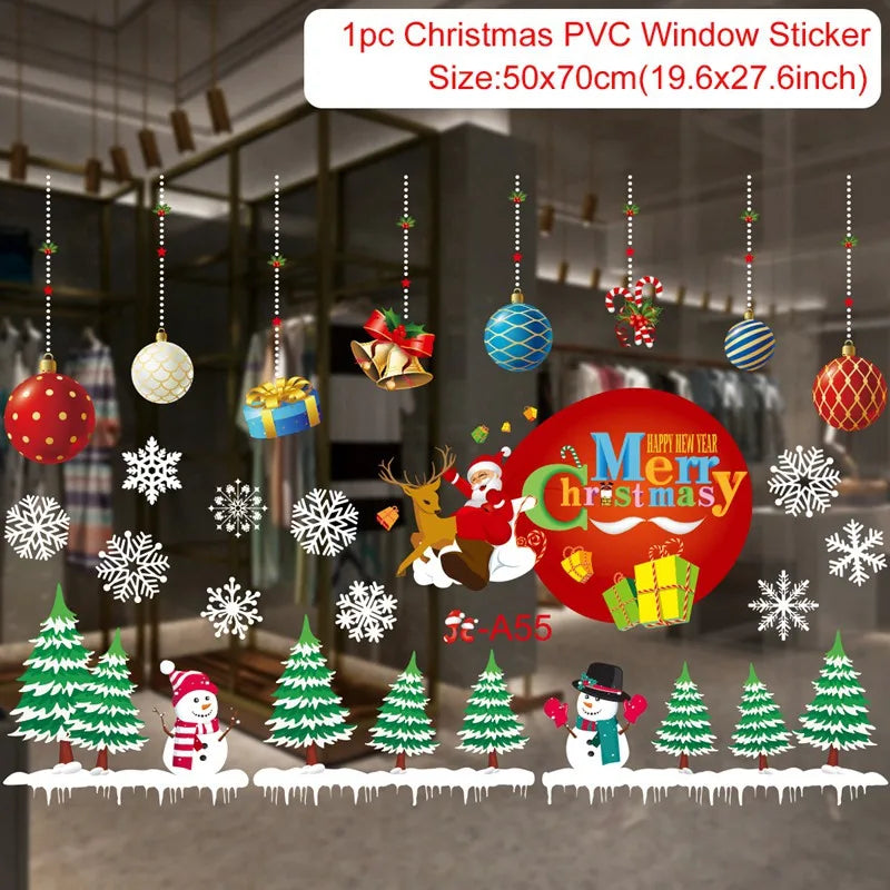 Christmas Window Stickers Christmas Wall Sticker Kids Room Wall Decals Merry Christmas Decorations For Home New Year Stickers