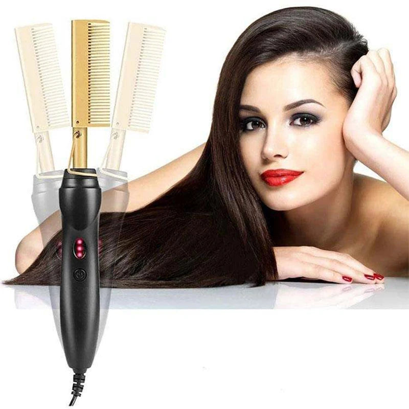 Hot Selling 2-In-1 Straight Hair Comb Portable Fast Heating Copper Straight Hair Comb Salon Professional Styling Tool