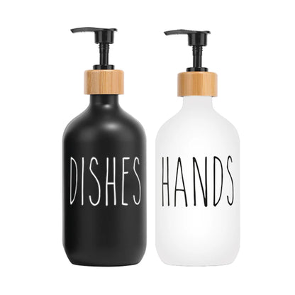 Black Dish Soap Dispenser Set for Kitchen Sink Hands Soap and Dishes Detergent Storage Bottle Refillable Bottles