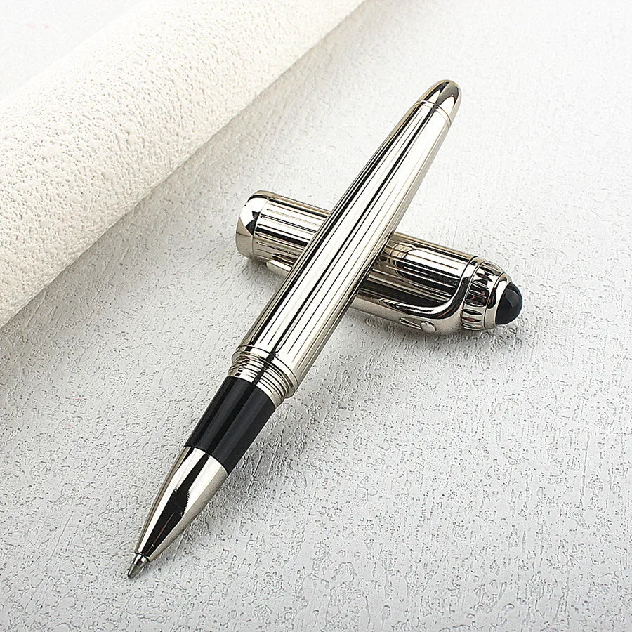 Luxury Big Barrel Rollerball Pen with Silver Clip Smooth Writing for Business Gift (Blue Ink) PK Jinhao 159