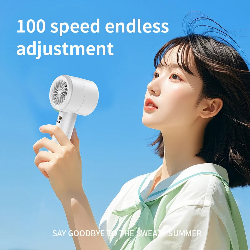 100 Speed High-speed Handheld Fan Usb Rechargeable Mini Portable Charging Turbo Fan Desktop Small Fan Outdoors Travel