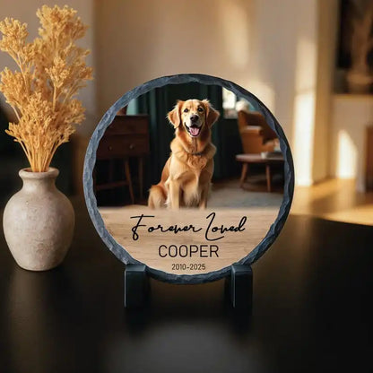 Personalized Pet Photo Name Slate Memorial Stone Custom Engraved Grave Marker Dog Loss Remembrance Keepsake Gift Souvenir