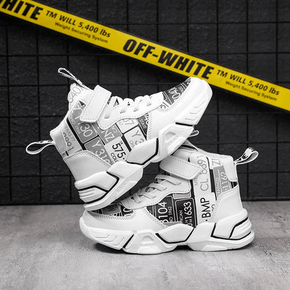 Children Shoes Boy Sneakers Fashion Print Luxury Designer High Top Sneakers Kids Tenis Shoes Boy Sports Casual