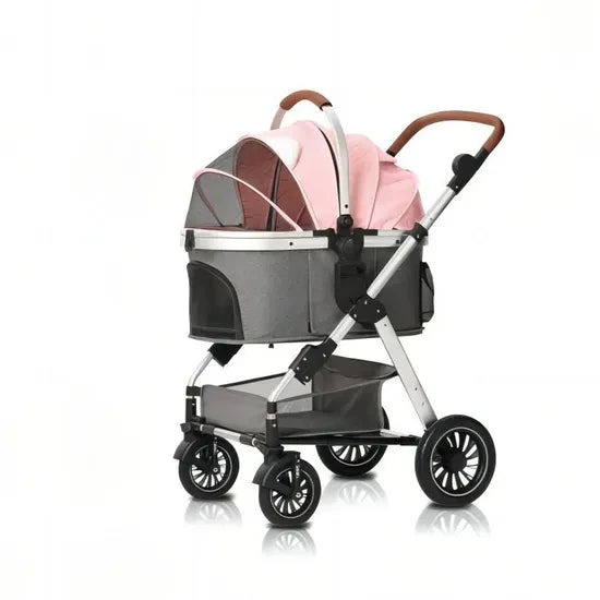 Luxury 3-in-1 Aluminum Alloy Foldable Pet Stroller Customized Dog Travel Carrier with Trolley Bag