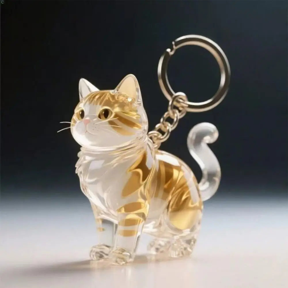 Cute Animal Fur Capsule Keychain, Transparent Cat Hair Bag Pendant, Souvenir Collection and Gift Decorative Accessory