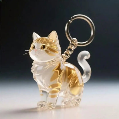 Cute Animal Fur Capsule Keychain, Transparent Cat Hair Bag Pendant, Souvenir Collection and Gift Decorative Accessory