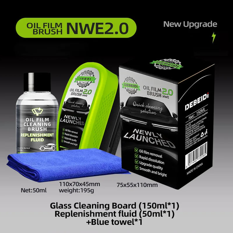 1/2/3pcs Automotive Car Oil Film Cleaning Brush,150ml Glass Oil Film Remover for Car Window,Windshield Brush For Car Care