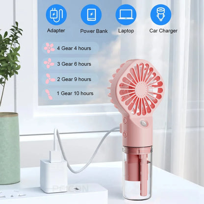 Portable Humidifier Fan Mini Water Mist Fan USB Rechargeable Handheld Fan Mist Spray Hand Fan Small Pocket Fan with Humidifier