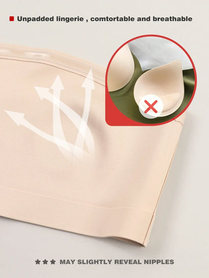 Women's Strapless No Padding Seamless Front Button Bra Comfortable Smooth Underwear