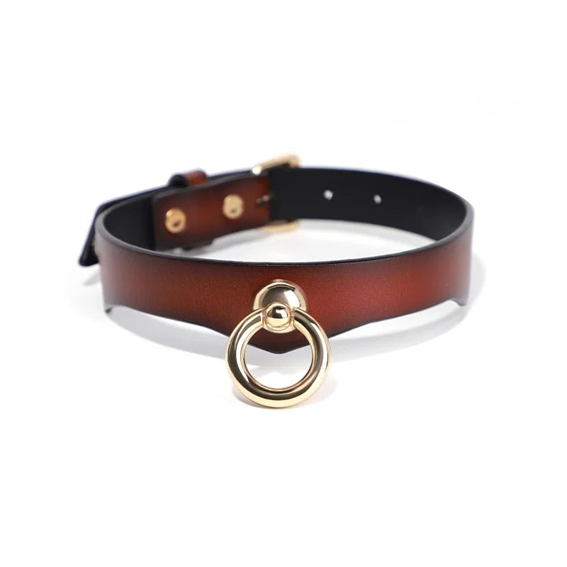 Genuine Leather Series Collar Slave Bed Neck Restraint Belt Strap BDSM Female Couple Bondage Erotic Fun Sex Toys Adult Games