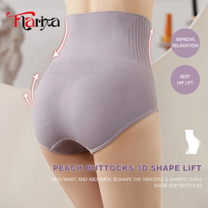 Flarixa High Waist Seamless Shaping Briefs Slimming Panties Women Faja Postpartum Abdominal Pants Body Shaper Underwear Slimmer