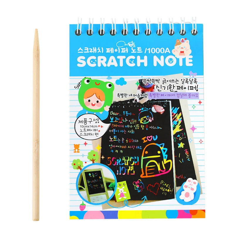 Magic Scratch Art Notebook for Kids DIY Rainbow Drawing Pad Book No-Mess Art Classroom Craft Activity Birthday Favor Gift Set