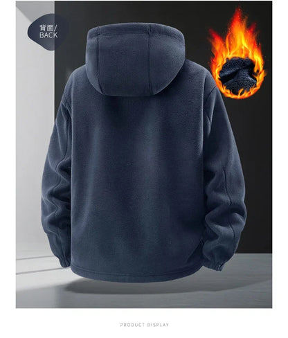 Autumn and Winter New Retro Trendy Jacket Men's Double Sided Polar Fleece Business Leisure Outdoor Couple Coat Top