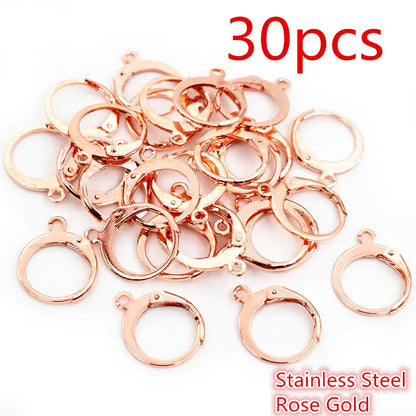 30-50pcs/lot Gold Silver French Lever Earring Hooks Wire Settings Base Hoops Earrings For DIY Jewelry Making Supplies Wholesale