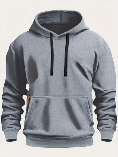 Fall/Winter New Arrival Men's Fleece Hoodie High Quality Solid Color Hooded Sweatshirt Male Fashionable Street Style Sweatshirt