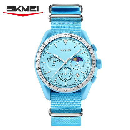 SKMEI 9392 Quartz Chronograph Watches Men Women Date 30M Waterproof Sport Wristwatch Fashion Nylon Strap Watch Gifts Reloj Mujer