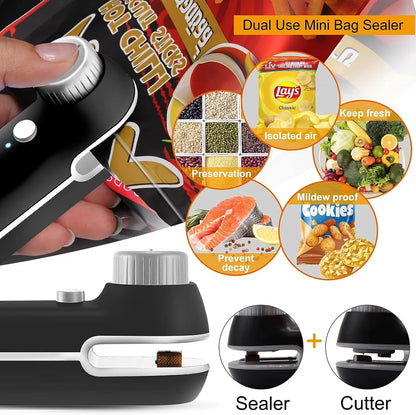 Rechargable  USB 2 In 1 Bag Mini Heat Sealer Storage Bag Plastic Package Snack Sealer Clip Bag Handheld Heat Sealer Bag 2026