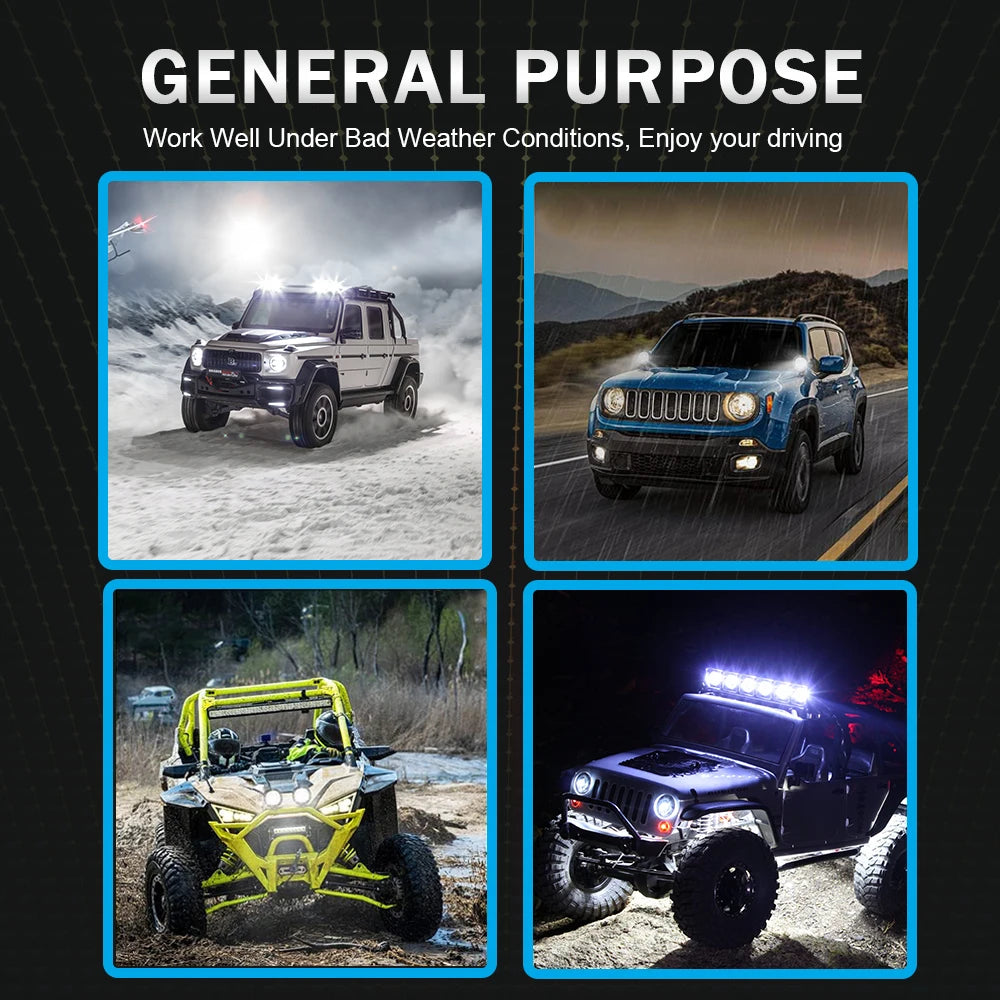 Lupuauto 3inch Led Work Light Offroad Round Spotlights Light 12V 24V 4x4 Offroad Fog Lights For Motorcycle Car ATV Race Dirt