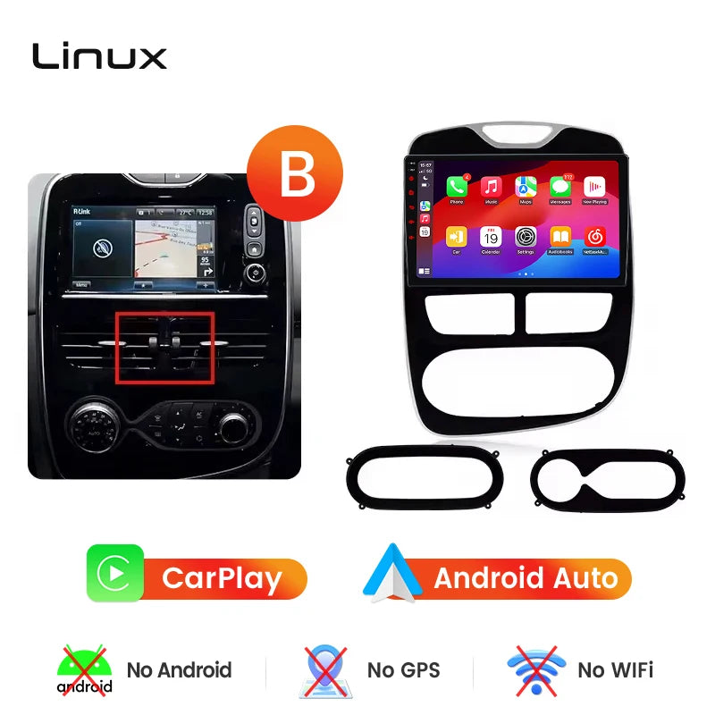 Junsun Wireless CarPlay Android Auto Car Radio for Renault Clio 4 2012- 2017 2 DIN Multimedia Stereo with Built-in Cooling Fan GPS Navigation SWC Bluetooth FM RDS DSP IPS Screen Car Intelligent Systems 4G WiFi 8 Core