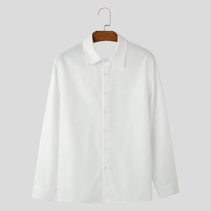 INCERUN Fashion New Men's Tops Backless Bow Design Shirt Sexy Casual Male Solid Comfortable Long Sleeved Lapel Blouse S-5XL 2025