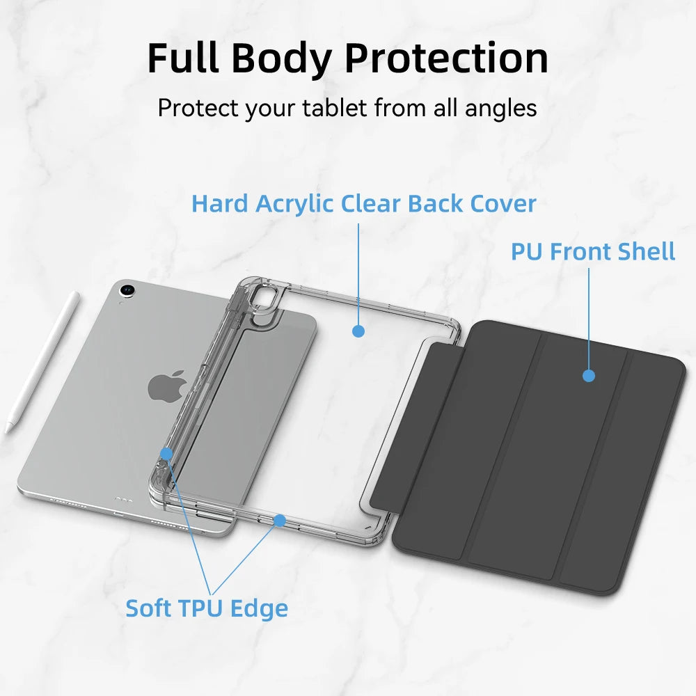 For 2024 iPad Air 6 Case iPad Air 5  6 11 iPad Pro 11 12.9 13 10 Gen 10.2 9th 8th 7th 9.7 6th 5th Mini 7 6 Case With Pen Holder