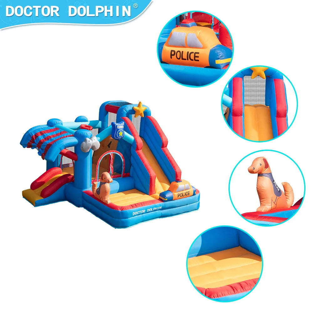 Doctor Dolphin Animal Inflatalbe Bounce House Jumping Castle With Slide Ball Pool Bouncy Castle For Kids Birthday Gift Toys