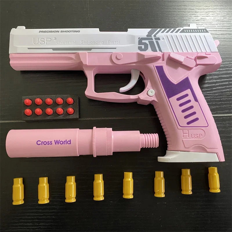 New Soft Bullet Toy Gun Shell Ejection Foam Darts Pistol Desert Eagle Airsoft Gun With Silencer For Kid Adult