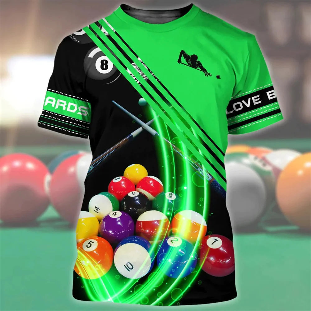 Love Billiards Snooker Fitness T Shirt 3D Print Gym Clothing Men Shirts Fashion Streetwear T-shirt Funny Unisex Short Sleeve Top