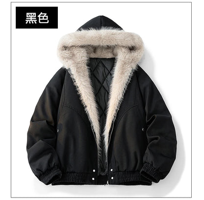 Camouflage Thick Parkas Winter New High Quality Men's Solid Color Wool Collar Anti Cold Parkas Comfortable Men's Cotton Jacket