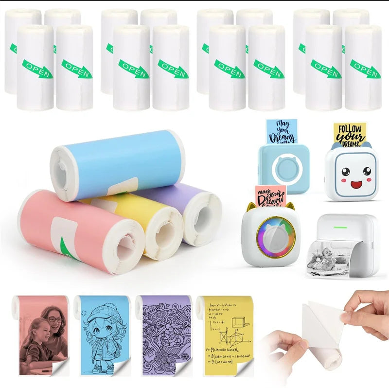 1/5 Roll High Quality Mini Pocket Printer Paper Portable Children Camera Self-Adhesive Photo Paper Home Thermal Printer Supplies