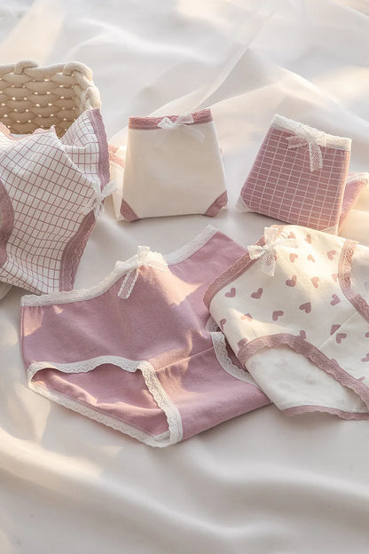 5Pcs Cute Love Cotton Panties For Women Underwear Print Panty Girls Briefs Breathable Soft Underpants Female Sexy Lingerie