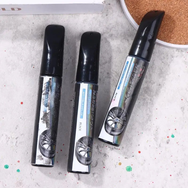 3Pcs/Black Wheel Scratch Repair Paint Marker Touch Up Pen for Car Alloy Rims Metal Surface Chip Mark Cleaner Tool
