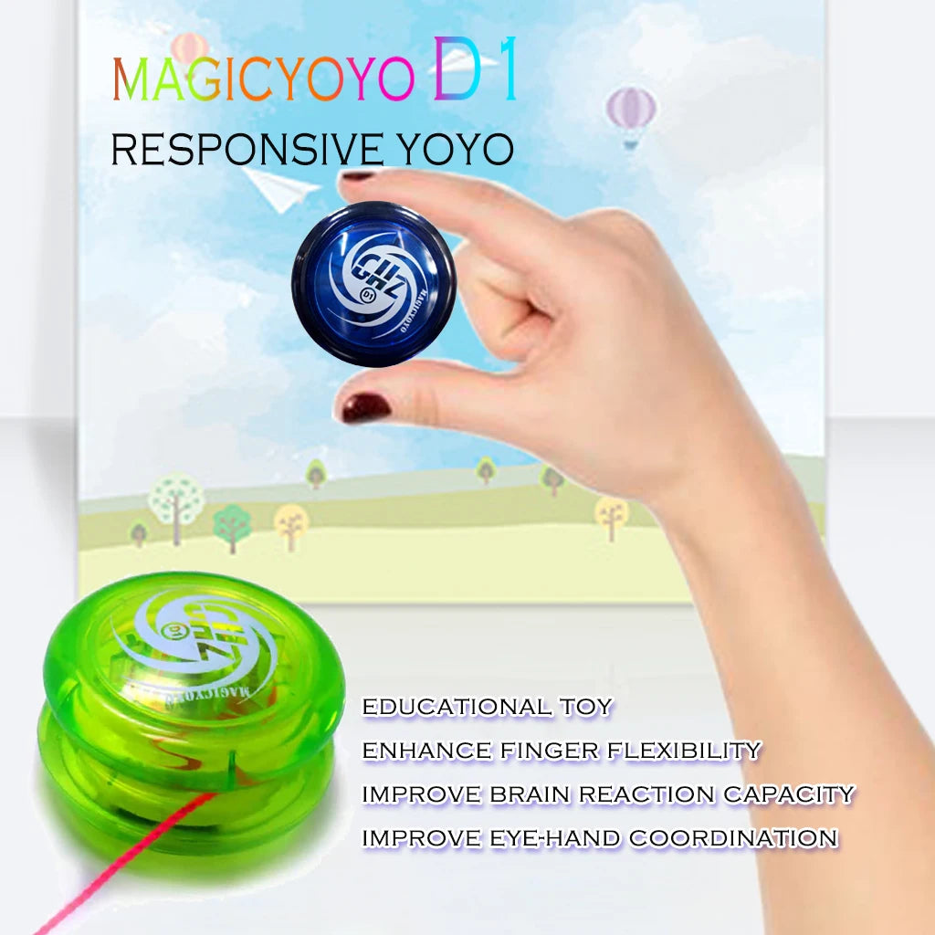 Ghost Hand Responsive Pro Level D1 Basic 2A Ball Bearing Yoyo for Fingertip Rope String Trick Game Looping Play Indoor Outdoor