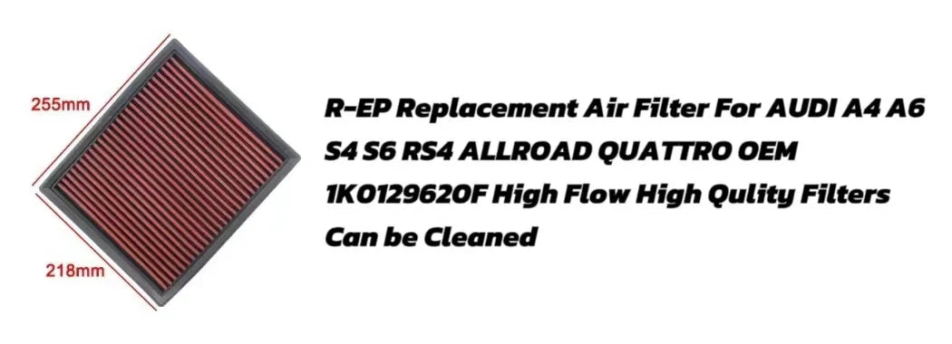 R-EP Replacement Air Filter For VOLKSWAGEN For VW GOLF 5 6 TOURAN TIGUAN SHARAN SCIROCCO PASSAT JETTA CC EOS 1K0129620 Can Clean