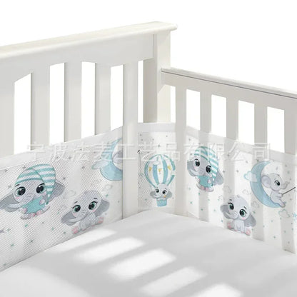 Breathable Mesh Bed Liner 4 Panel Baby Cot Fence Cotton Railing Thicken Bumper One-piece Crib Around Protector Baby Room Decor
