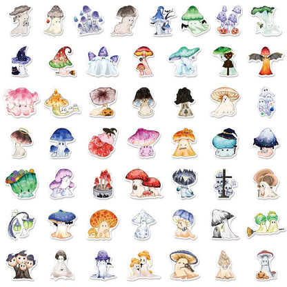 50PCS Halloween Ghost Mushroom Graffiti Stickers, Luggage, Notebook, Speaker, Water Cup, Waterproof Stickers