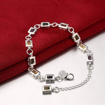 Noble Fine 925 Sterling Silver Elegant Charm Bracelets Zircon Chain Crystal Jewelry Fashion for Women Wedding Lady