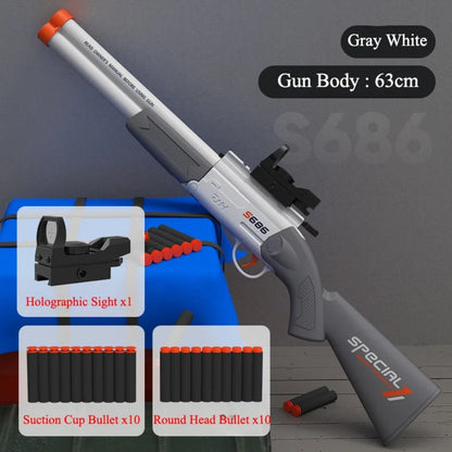 S686 Double Barrel Soft Bullet Toy Gun, Dual‑Shot Foam Dart Launcher with Sight Manual Loading Shooting Toy for Outdoor Game